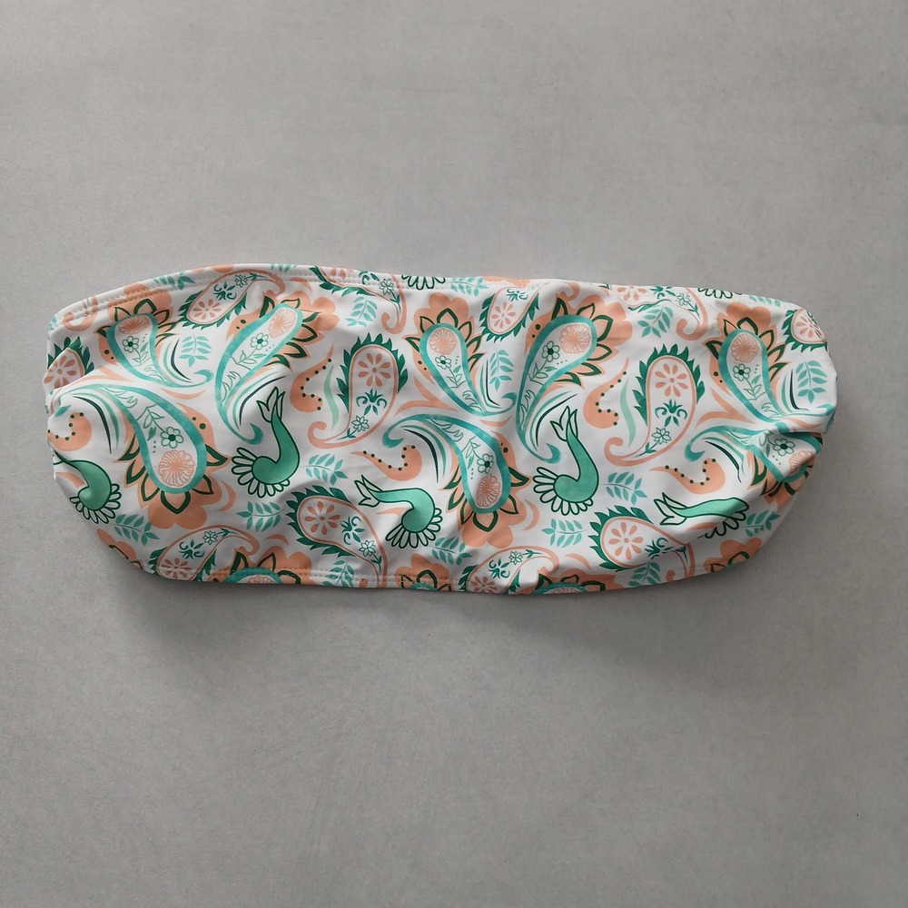 White Y2K VTG Bandeau Swimwear Tropical Paisley Beach Vacation Bikini Top Large‎